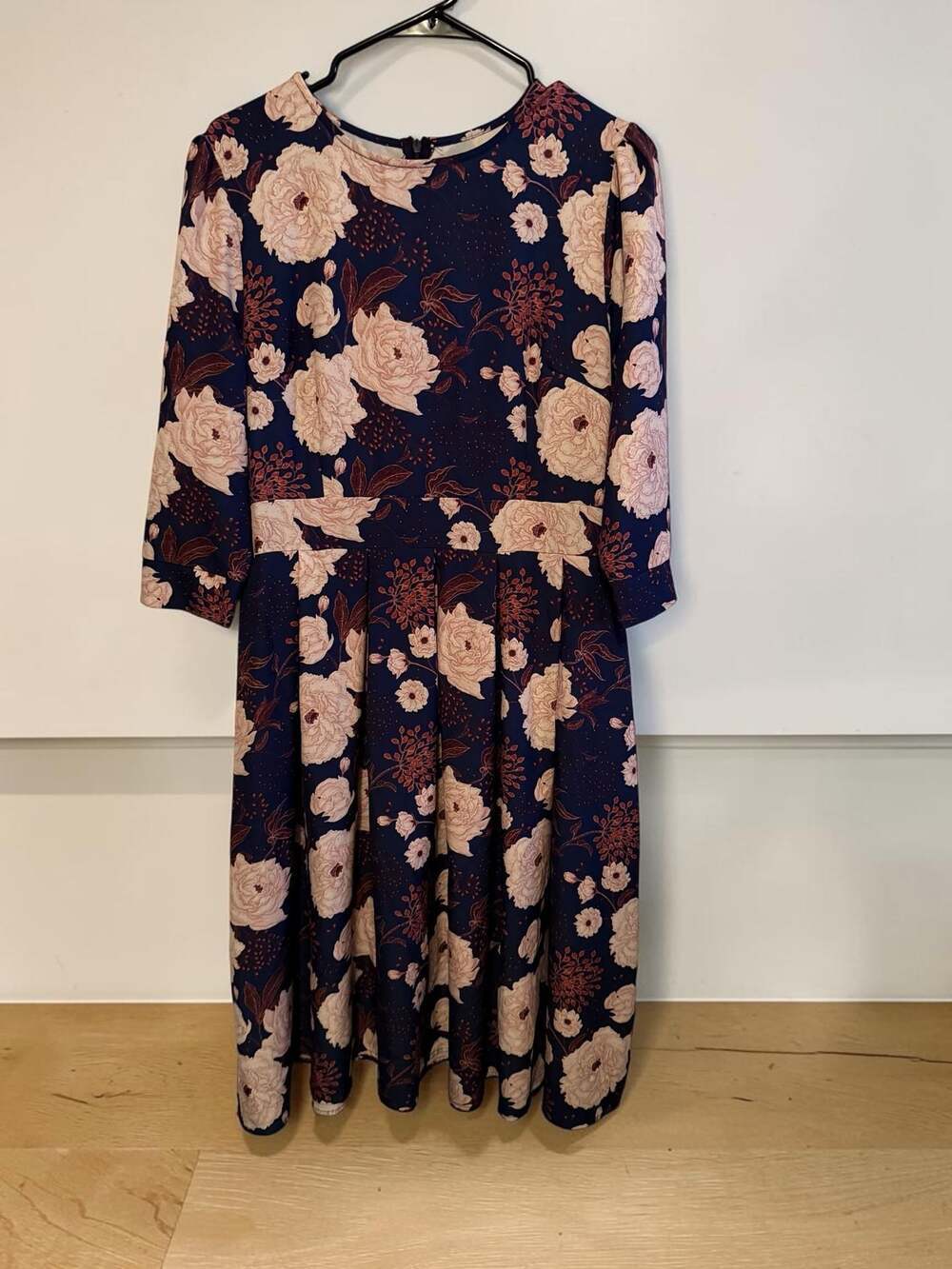 Simple Flavor Women's Floral Vintage Midi Dress with 3/4 Sleeves